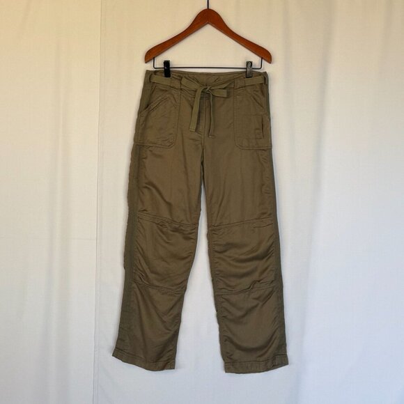 Vintage Y2K DKNY Pure Linen Blend Green Embroidered Straight Leg Utility Pants - Picture 1 of 16